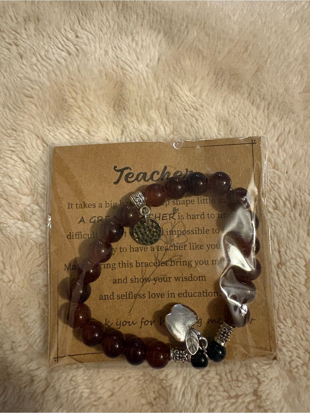 Brown Beaded Teacher Appreciation Bracelet